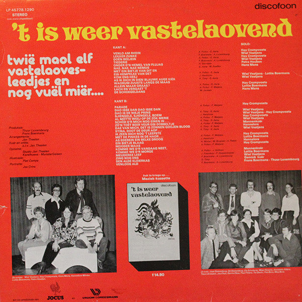 Various - 't Is Weer Vastelaovend (LP) Vinyl LP Vinyl Very Good (VG) <br> Hoes Good Plus (G+)