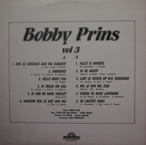 Bobby Prins - Bobby Prins Vol. 3 (LP) Vinyl LP Vinyl Very Good (VG) <br> Hoes Good Plus (G+)