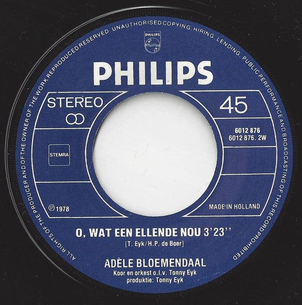 Adèle Bloemendaal - De Mooiste Vinyl Singles Vinyl Very Good (VG) <br> Hoes Good Plus (G+)