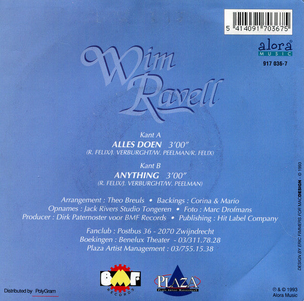 Wim Ravell - Alles Doen Vinyl Singles Vinyl Very Good (VG) <br> Hoes Good Plus (G+)