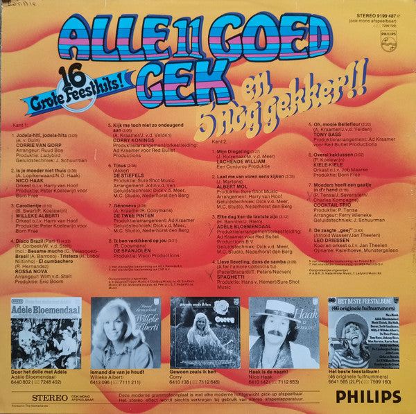 Various - Alle 11 Goed Gek! En 5 Nóg Gekker! (LP) Vinyl LP Vinyl Very Good (VG) <br> Hoes Good Plus (G+)