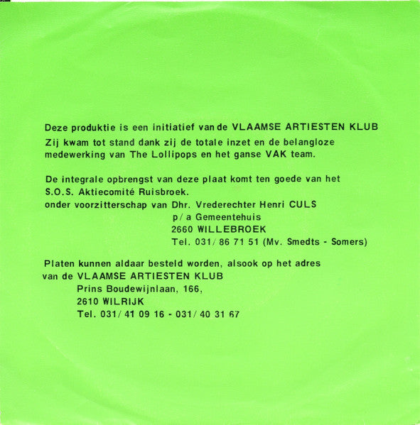 Lollipops - In Het Land Van Rupel En Schelde Vinyl Singles Vinyl Very Good (VG) <br> Hoes Good Plus (G+)