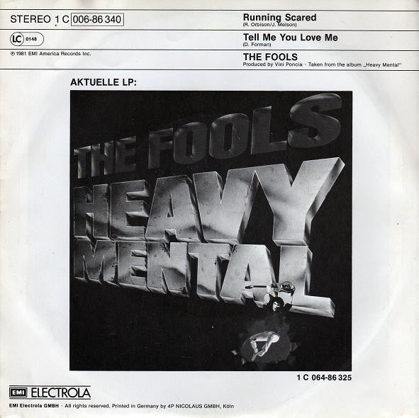 Fools - Running Scared Vinyl Singles Vinyl Very Good (VG) <br> Hoes Good Plus (G+)