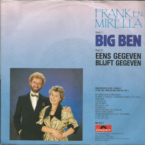 Frank & Mirella - Big Ben 40329 Vinyl Singles Vinyl Very Good (VG) <br> Hoes Good Plus (G+)