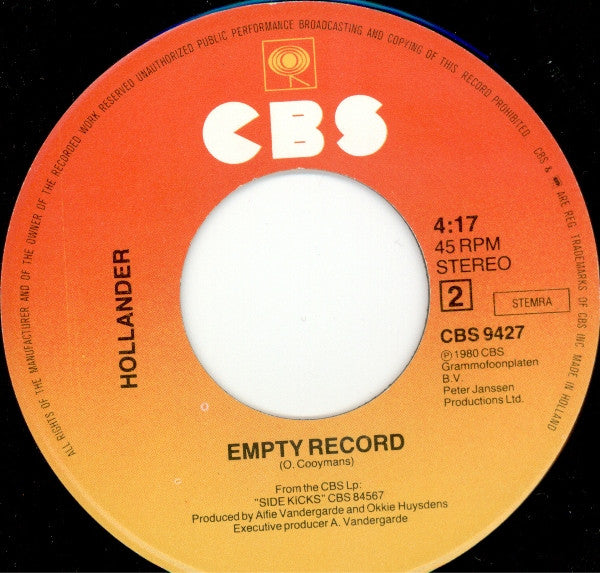 Hollander - Sherwood Hotel Vinyl Singles Vinyl Very Good (VG) <br> Hoes Generic