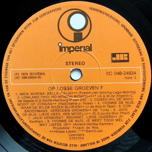 Various - Op Losse Groeven * (LP) Vinyl LP Vinyl Very Good (VG) <br> Hoes Good Plus (G+)