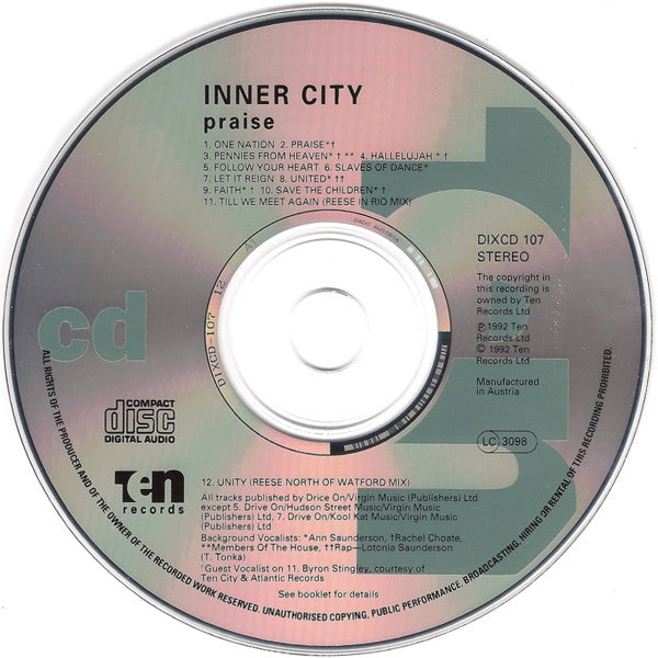 Inner City - Praise (CD) Compact Disc Goede Staat