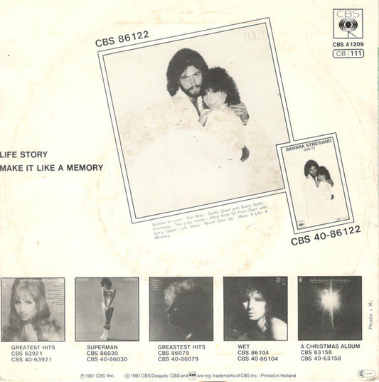Barbra Streisand - Life Story Vinyl Singles Vinyl Zeer Goed / Hoesje Goed "VINYLSINGLES.NL"