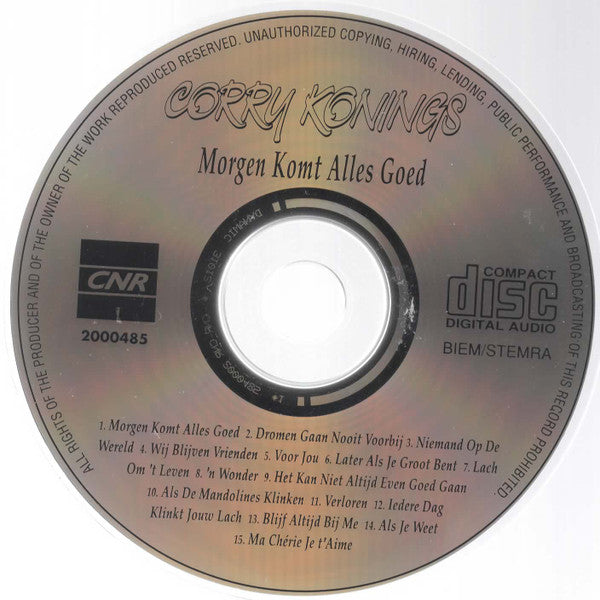 Corry Konings - Morgen Komt Alles Goed (CD) Compact Disc Vinyl Very Good (VG) <br> Hoes Good Plus (G+)