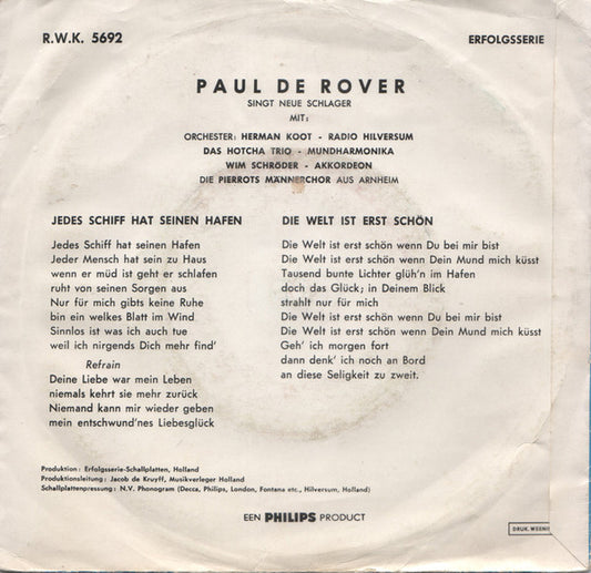 Paul De Rover - Jedes Schiff Hat Seinen Hafen