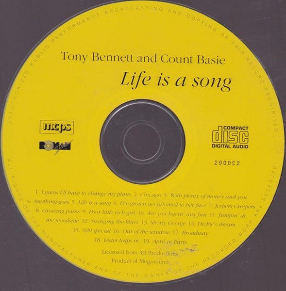 Tony Bennett And Count Basie - Life Is A Song (CD) Compact Disc Vinyl Very Good (VG) <br> Hoes Good Plus (G+)
