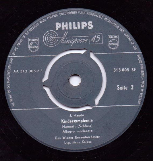 Wiener Konzertorchester - Kindersymphonie Vinyl Singles Vinyl Zeer Goed / Hoesje Generic "VINYLSINGLES.NL"