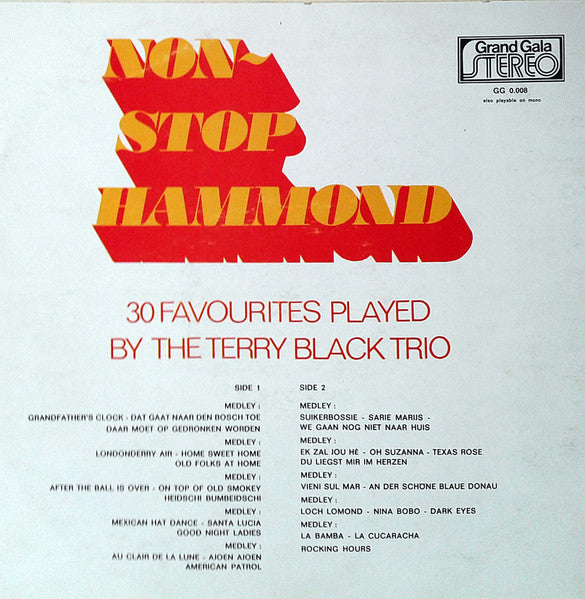 Terry Black Trio - Non-Stop Hammond (LP) Vinyl LP Vinyl Very Good (VG) <br> Hoes Good Plus (G+)