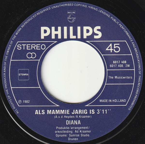 Diana - Lieve Oma Vinyl Singles Vinyl Very Good (VG) <br> Hoes Good Plus (G+)