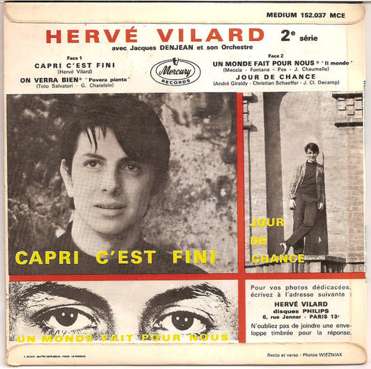 Hervé Vilard - Capri C'est Fini Vinyl Singles EP Vinyl Zeer Goed / Hoesje Goed "VINYLSINGLES.NL"