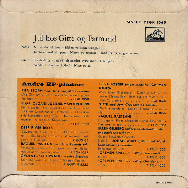 Gitte Og Farmand - Jul Hos Gitte Og Farmand Vinyl Singles Vinyl Very Good (VG) <br> Hoes Good Plus (G+)