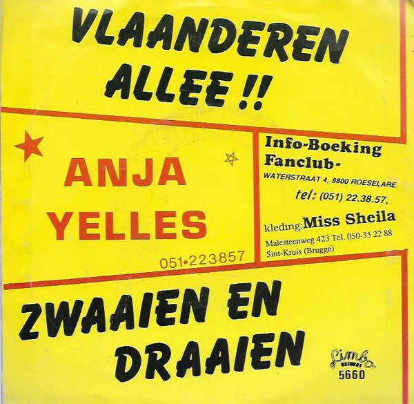 Anja Yelles - Vlaanderen Allee!! Vinyl Singles Vinyl Very Good (VG) <br> Hoes Good Plus (G+)