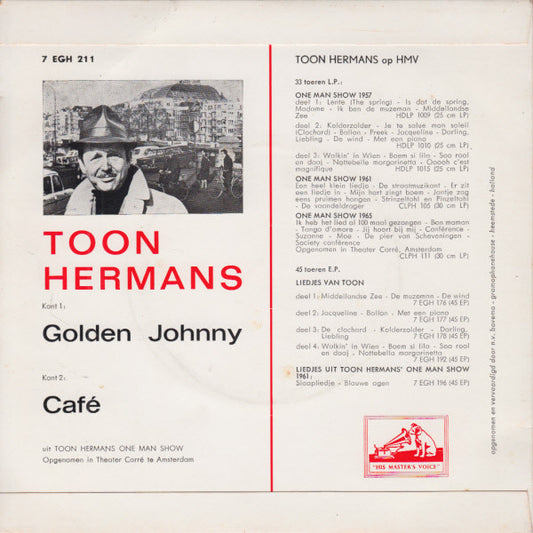 Toon Hermans - Golden Johnny Vinyl Singles Vinyl Zeer Goed / Hoesje Goed "VINYLSINGLES.NL"