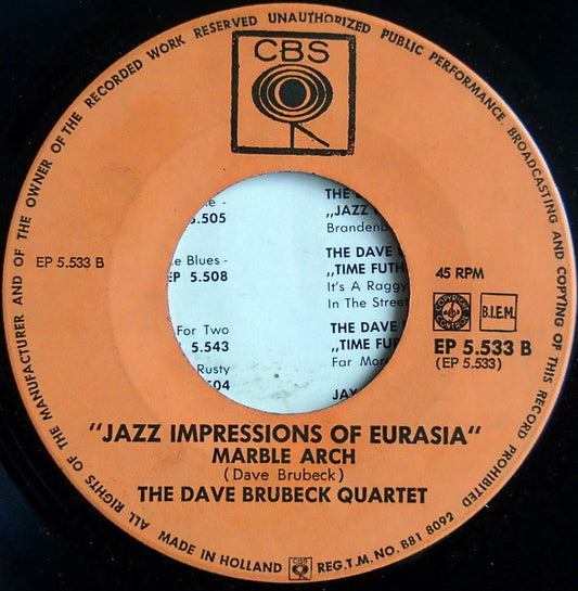 Dave Brubeck Quartet - Jazz Impressions Of Eurasia Vinyl Singles Media VG+ / Sleeve Generic