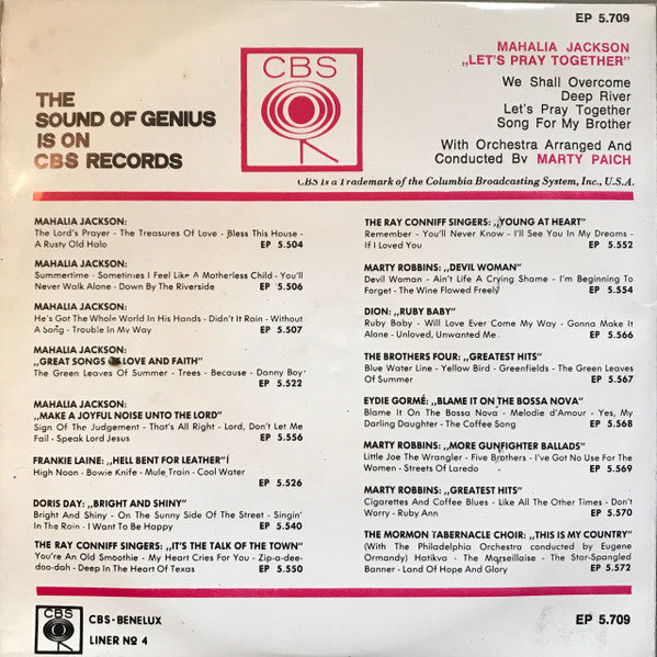 Mahalia Jackson - Let's Pray Together Vinyl Singles Vinyl Very Good (VG) <br> Hoes Good Plus (G+)