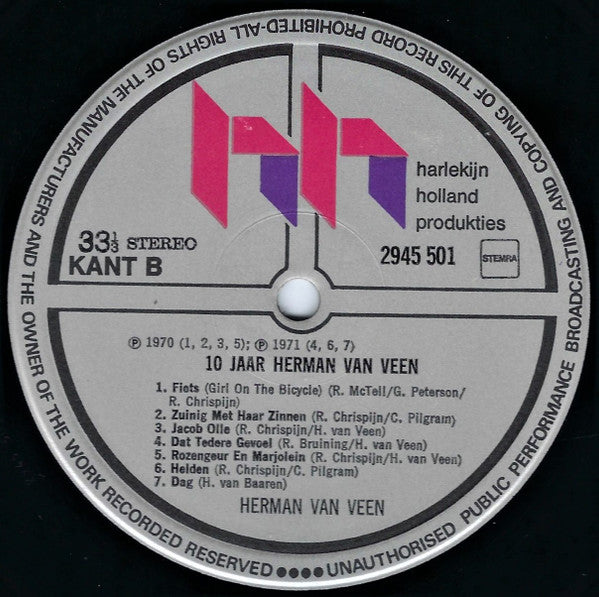 Herman van Veen - Gezongen - 10 Jaar Herman Van Veen (LP) 51639 Vinyl LP Dubbel Vinyl Very Good (VG) <br> Hoes Good Plus (G+)