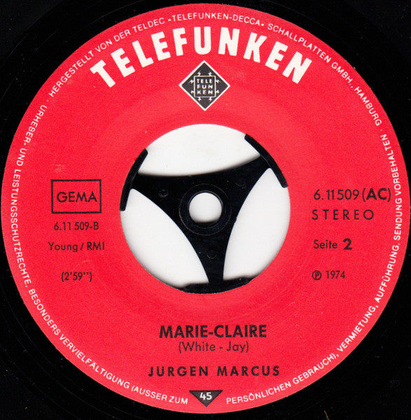 Jürgen Marcus - Ich Hab' Die Liebe Nicht Erfunden Vinyl Singles Vinyl Very Good (VG) <br> Hoes Generic