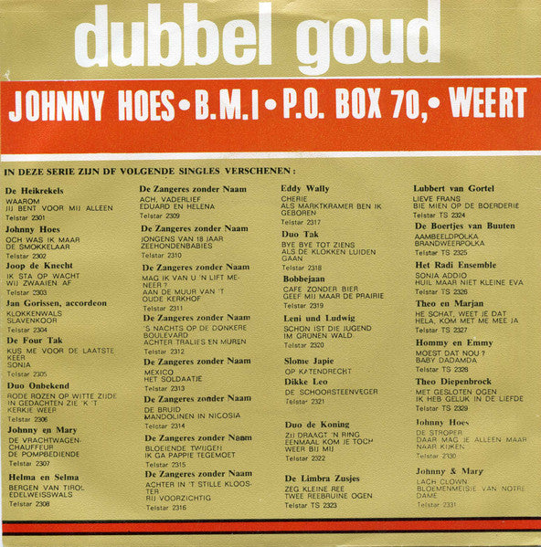 Johnny Hoes - Vader, Waar Is Moeder Gebleven Vinyl Singles Vinyl Very Good (VG) <br> Hoes Good Plus (G+)