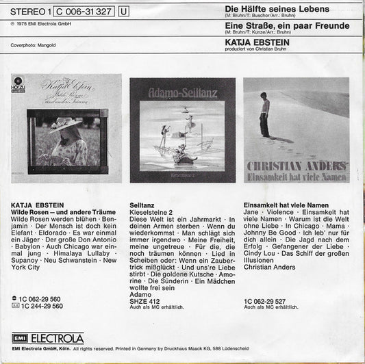 Katja Ebstein - Die Hälfte Seines Lebens Vinyl Singles Media VG+ / Sleeve G+