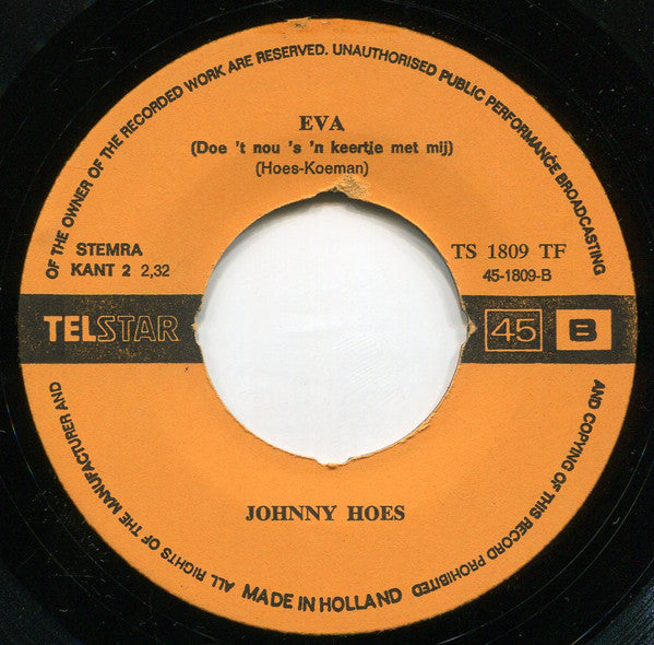 Johnny Hoes - Ken Je Haar Van Boven Vinyl Singles