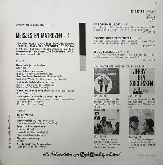 Johnny Hoes - Johnny Hoes Presenteert... Meisjes En Matrozen 1 Vinyl Singles EP Vinyl Zeer Goed / Hoesje Goed "VINYLSINGLES.NL"