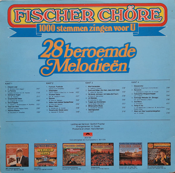 Fischer Chöre - Stemmen Zingen Voor U ** Beroemde Melodieën (LP) Vinyl LP Vinyl Very Good (VG) <br> Hoes Good Plus (G+)