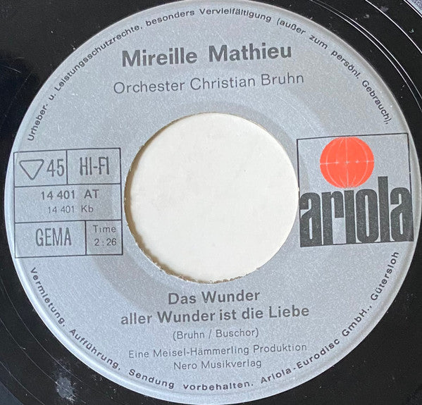 Mireille Mathieu - Tarata-Ting, Tarata-Tong Vinyl Singles Vinyl Very Good (VG) <br> Hoes Good Plus (G+)