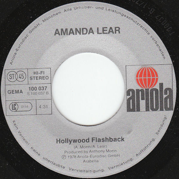 Amanda Lear - The Sphinx 39502 Vinyl Singles Vinyl Very Good (VG) <br> Hoes Good Plus (G+)