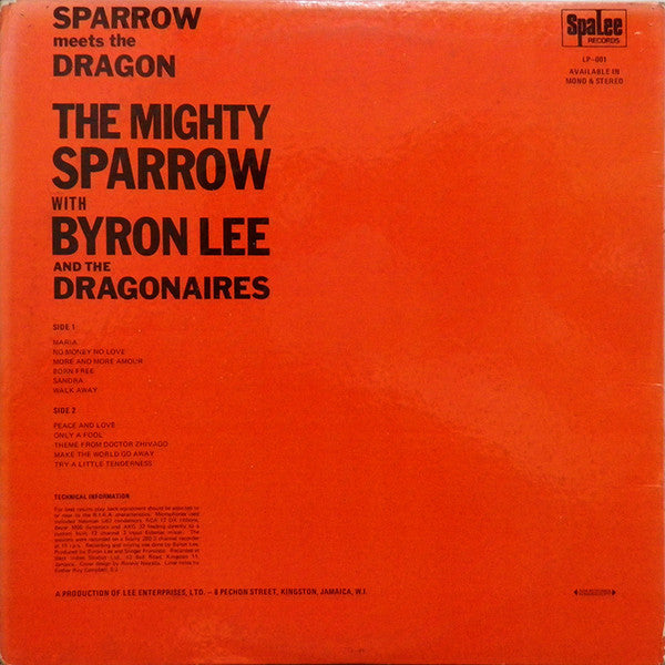 Mighty Sparrow With Byron Lee And The Dragonaires - Sparrow Meets The Dragon (LP) Vinyl LP Vinyl Very Good (VG) <br> Hoes Good Plus (G+)