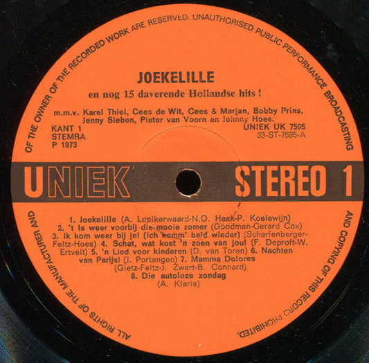 Various - Joekelille En Nog 15 Daverende Hollandse Hits (LP) 51397 Vinyl LP Vinyl Zeer Goed / Hoesje Goed "VINYLSINGLES.NL"