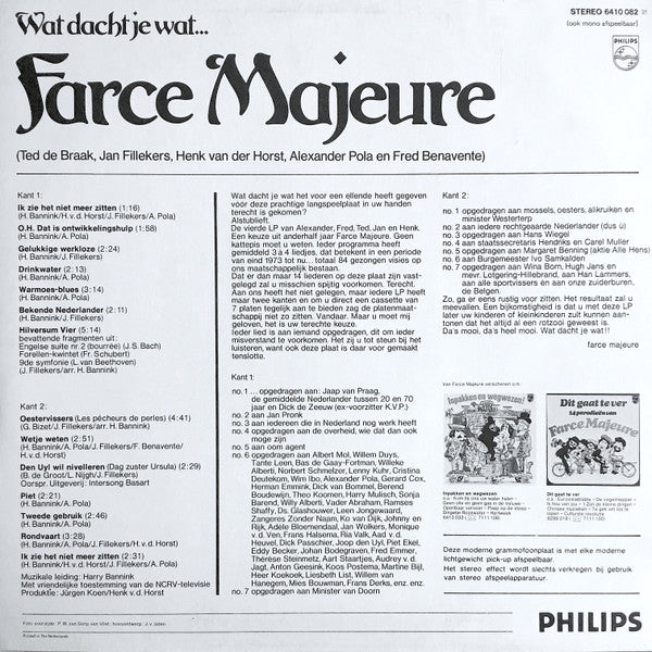 Farce Majeure - Wat Dacht Je Wat .... (LP) Vinyl LP Vinyl Very Good (VG) <br> Hoes Good Plus (G+)