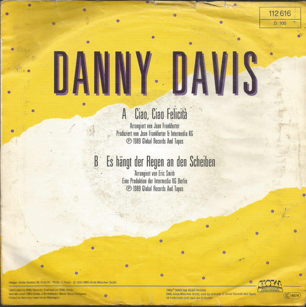 Danny Davis - Ciao, Ciao Felicità Vinyl Singles Vinyl Very Good (VG) <br> Hoes Good Plus (G+)