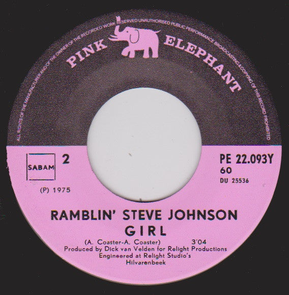 Ramblin' Steve Johnson - Ma Cherie Vinyl Singles Vinyl Very Good (VG) <br> Hoes Generic