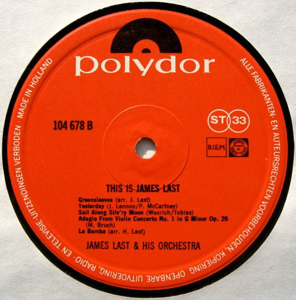 James Last - This Is James Last (LP) Vinyl LP Vinyl Very Good (VG) <br> Hoes Good Plus (G+)