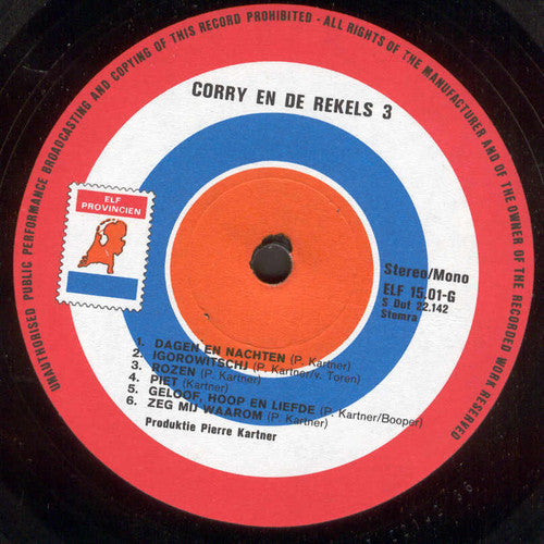 Corry En De Rekels - Corry En De Rekels 3 (LP) Vinyl LP Vinyl Very Good (VG) <br> Hoes Good Plus (G+)