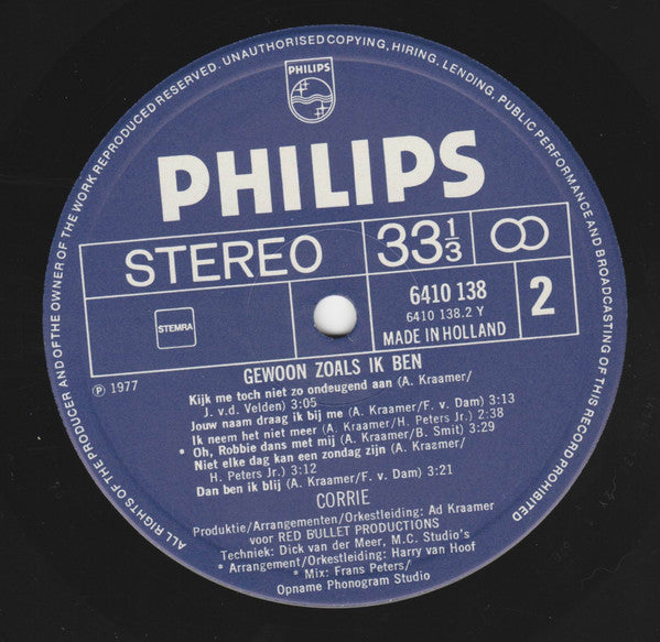 Corry - Gewoon Zoals Ik Ben (LP) Vinyl LP Vinyl Very Good (VG) <br> Hoes Good Plus (G+)