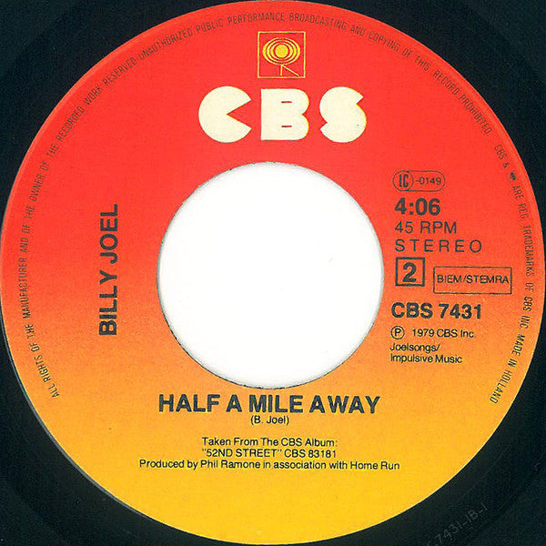 Billy Joel - Big Shot Vinyl Singles Vinyl Very Good (VG) <br> Hoes Generic