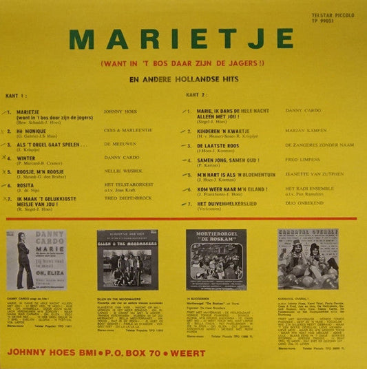 Various - Marietje (Want In 't Bos Daar Zijn De Jagers) En Andere Hollandse Hits (LP) Vinyl LP Vinyl Zeer Goed / Hoesje Goed "VINYLSINGLES.NL"