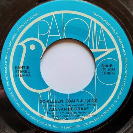 Aja van de Graaf - Maar Dan Die Eenzaamheid Vinyl Singles Vinyl Zeer Goed / Hoesje Generic "VINYLSINGLES.NL"