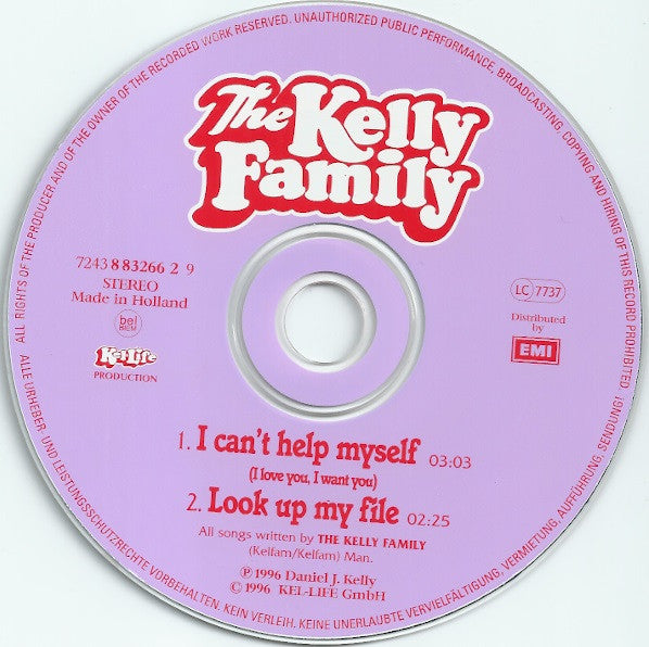 Kelly Family - I Can't Help Myself (I Love You, I Want You) (CD) (B-Keus) Compact Disc Single Goede Staat