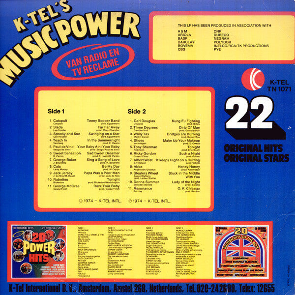Various - K-Tel's Music Power (LP) 51126 Vinyl LP Vinyl Very Good (VG) <br> Hoes Good Plus (G+)