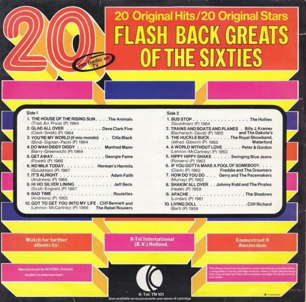Various - ** Flash Back Greats Of The Sixties (LP) Vinyl LP Vinyl Very Good (VG) <br> Hoes Good Plus (G+)
