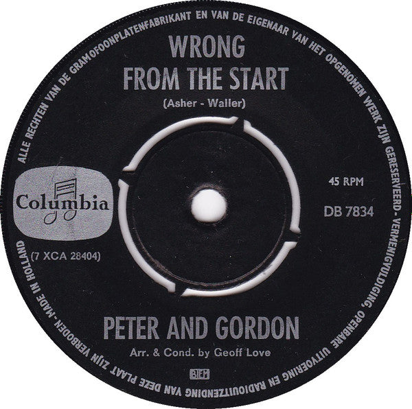 Peter & Gordon - Woman Vinyl Singles Vinyl Very Good (VG) <br> Hoes Generic