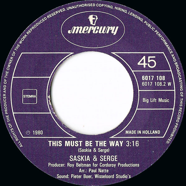 Saskia & Serge - Mama He's A Soldier Now Vinyl Singles Vinyl Very Good (VG) <br> Hoes Generic