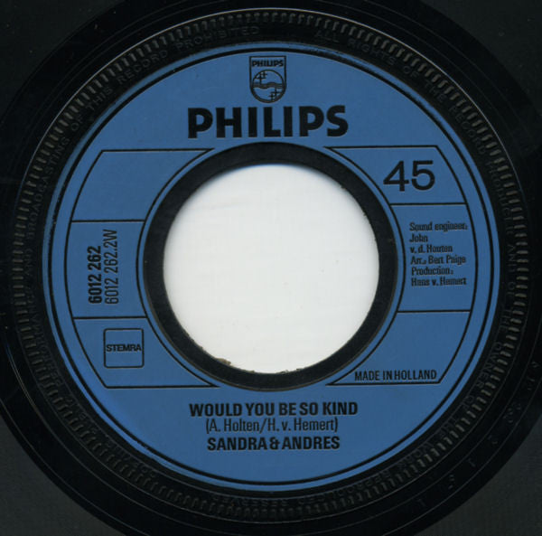 Sandra & Andres - Mama Mia Vinyl Singles Vinyl Very Good (VG) <br> Hoes Generic